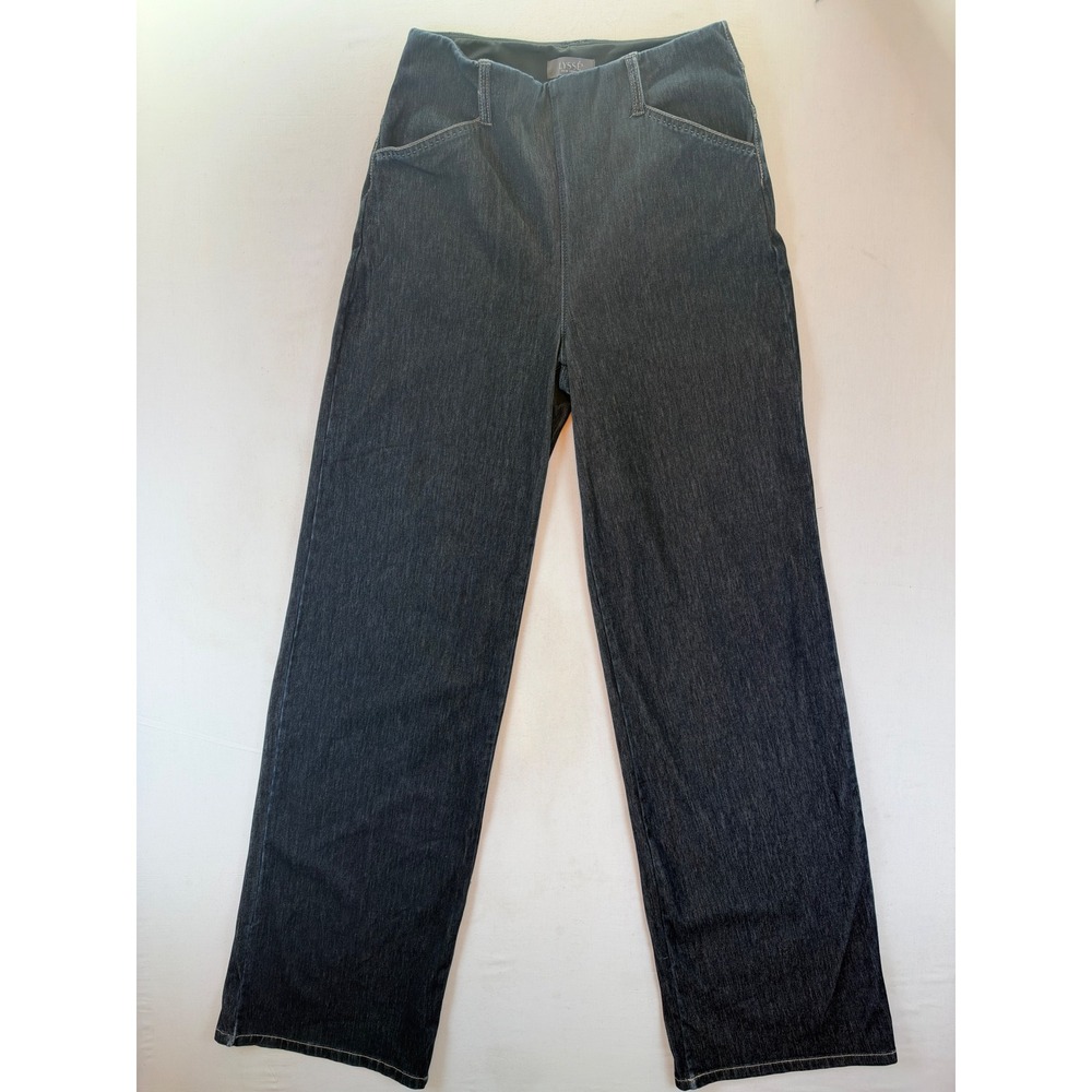 Lysse New York High Rise Wide Leg Denim Pants Dark Wash Stretch Indigo Small